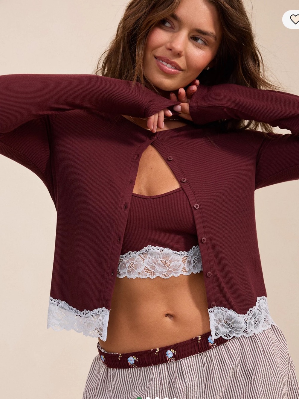 Aerie Brand New (NWT) OVERSLEPT by Aerie Real Soft Ribbed Cardigan Royal Berry - Picture 7 of 10